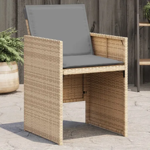 Sillones Jardín Con Cojines 4 Uds Ratán Sintético Beige Mezcla