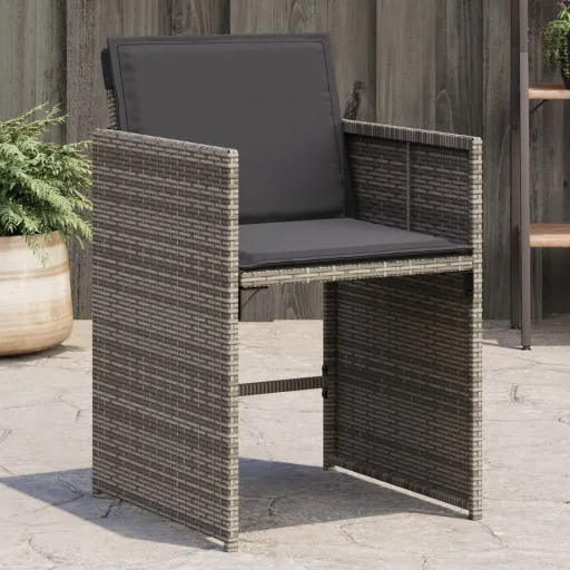 Sillones de Jardín Con Cojines 4 Uds Ratán Sintético Gris