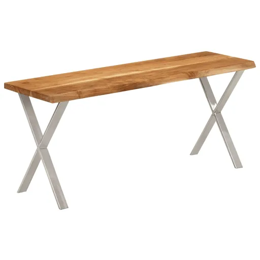 Banco Con Borde Natural Madera de Acacia Maciza 105 cm
