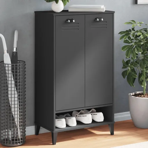 Mueble Zapatero VIKEN Madera de Ingeniería Gris Antracita