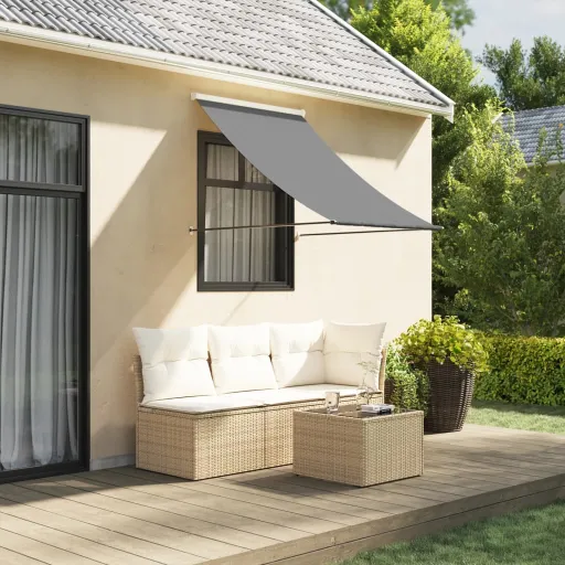 Toldo Retráctil de Tela y Acero Gris Antracita 150x150 cm