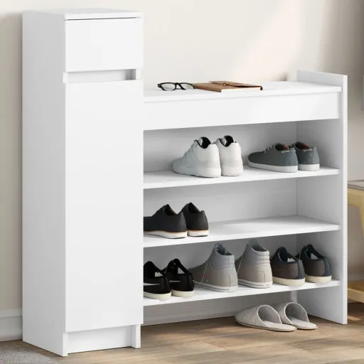 Mueble Zapatero Madera de Ingeniería Blanco 100,5x28x100 cm