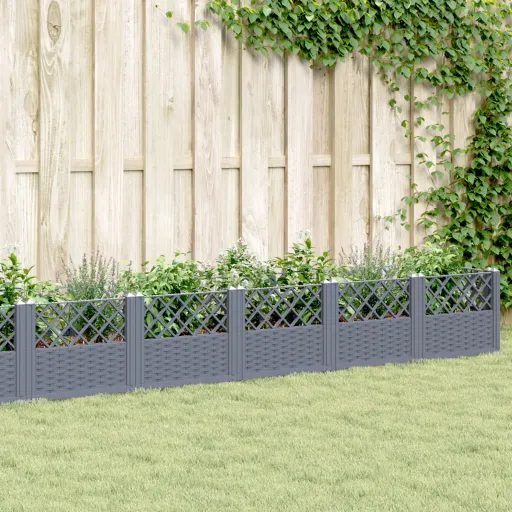 Jardinera Con Clavijas PP Azul Gris 363,5x43,5x43,5 cm