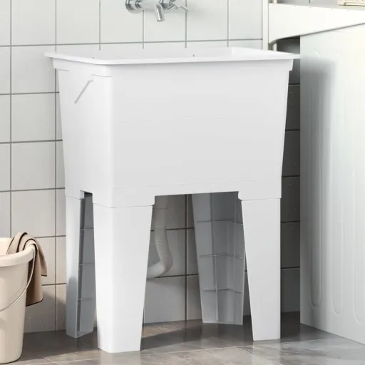 Fregadero de Lavadero de Resina Blanco 59x41x75 cm
