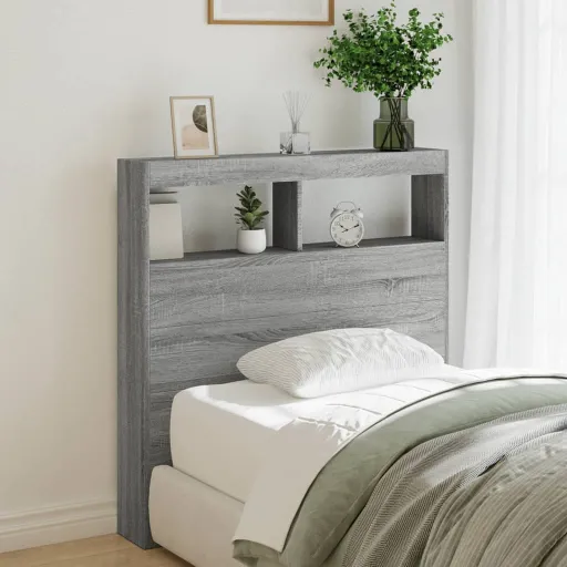 Cabecero de Cama Con Luz LED Gris Sonoma 100x17x102 cm