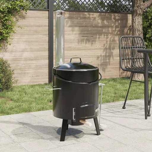 Cañón Para Gulasch Con Chimenea y Tapa Acero Esmaltado