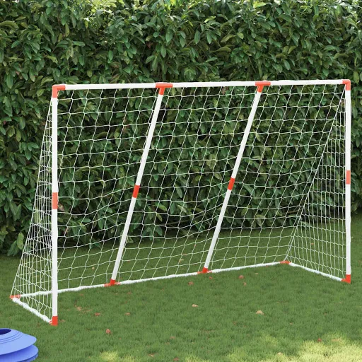 Portería de Fútbol Con Balones 2 en 1 Blanco 184x64x124 cm