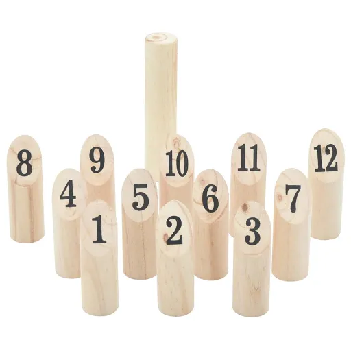 Juego de Números Kubb Con Bolsa Transporte 13 Pzas Madera Pino