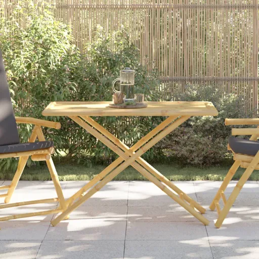 Mesa de Jardín Plegable de Bambú 110x55x75 cm