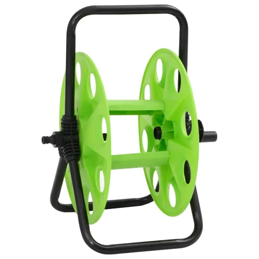 Carrete de Rollo Para Manguera de Pie Acero Verde 45 m 1/2"