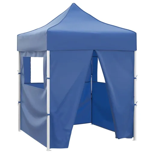 Carpa Plegable Profesional Con 4 Paredes Acero Azul 2x2 m