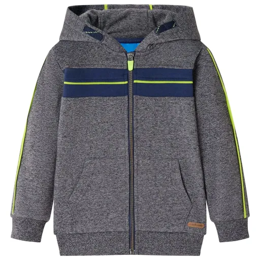 Sudadera Infantil Con Capucha y Cremallera Gris Mélange 104