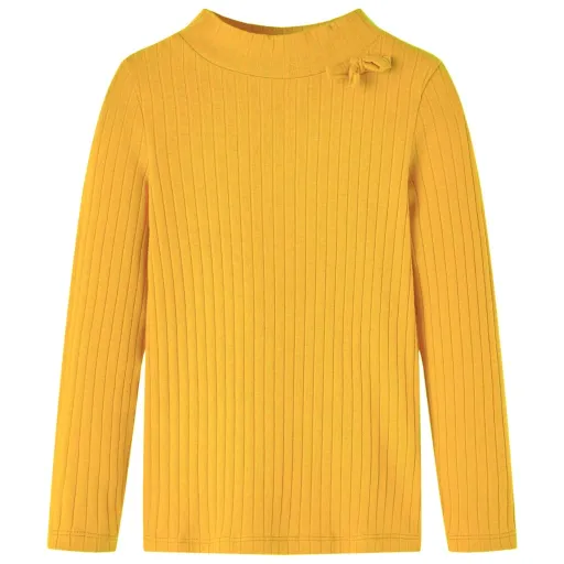Camiseta Infantil Manga Larga de Punto Elástico Ocre Oscuro 116