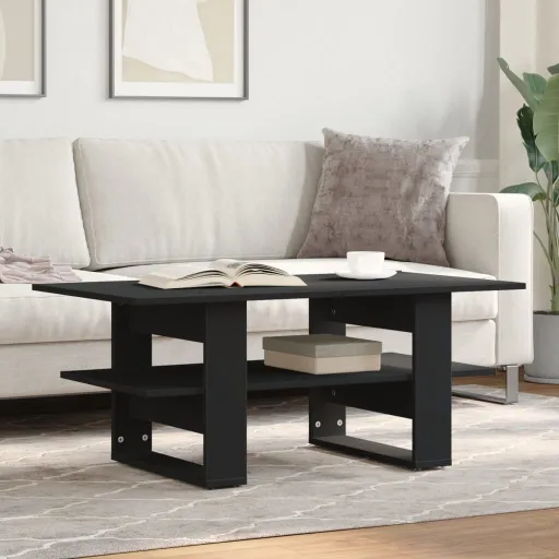 Mesa de Centro Madera de Ingeniería Negra 102x55x42 cm