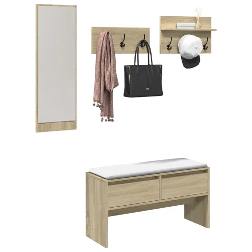 Muebles de Recibidor 4 Piezas Madera de Ingeniería Roble Sonoma