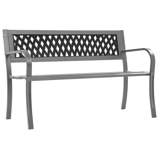 Banco de Jardín Acero Negro 120 cm