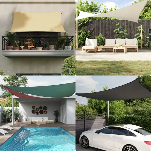 Toldo de Vela Rectangular Tela Oxford Blanco 3,5x4,5 m