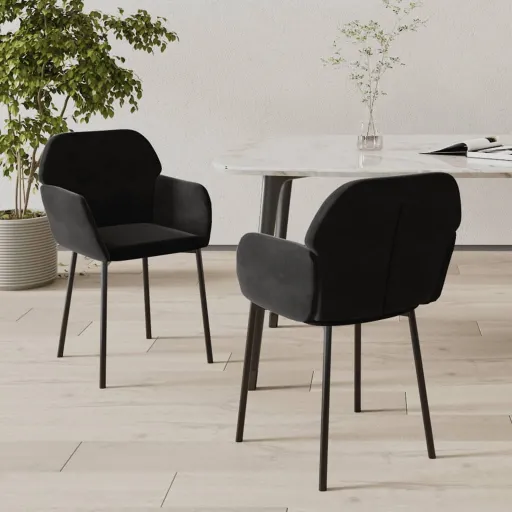 Sillas de Comedor 2 Unidades Terciopelo Negro
