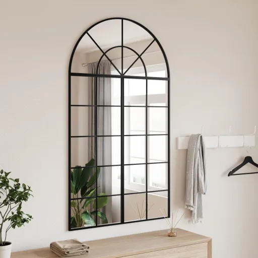 Espejo de Pared Arco de Hierro Negro 80x140 cm