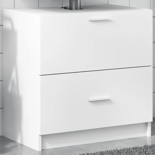 Armario de Lavabo Madera de Ingeniería Blanco 59x37x59 cm