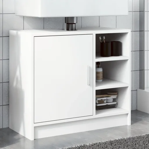 Armario Para Lavabo Madera de Ingeniería Blanco 63x29x55 cm