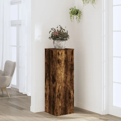 Soportes de Plantas Madera Ingeniería Roble Ahumado 33x33x100cm