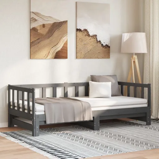 Sofá Cama Extraíble Sin Colchón Gris 2x(90x190) cm