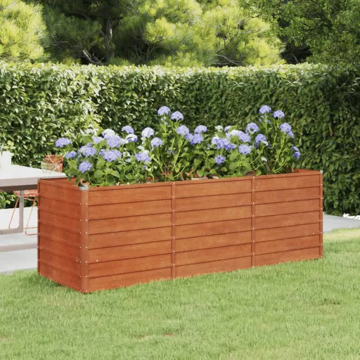 Arriate Oxidado de Acero Corten 240x80x77 cm