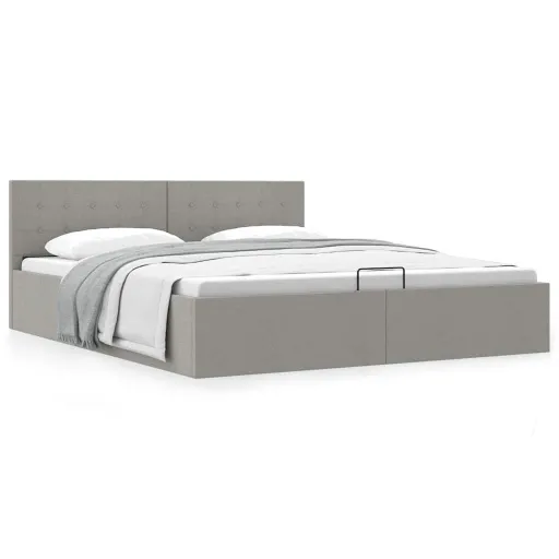 Cama Hidráulica Almacenaje Sin Colchón Gris Claro 160x200 cm