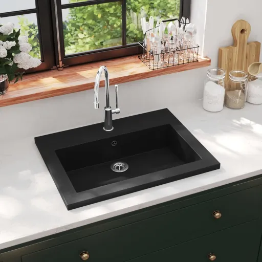 Lavabo de Granito Negro 600x450x120 mm