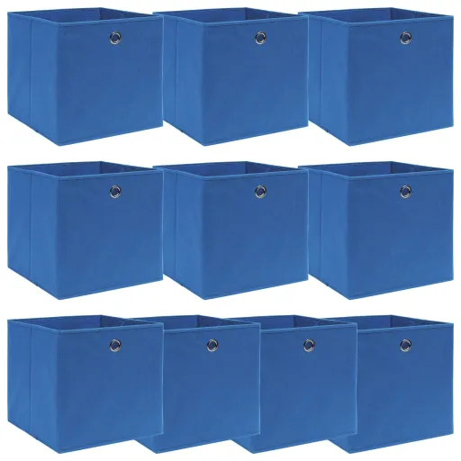 Cajas de Almacenaje 10 Uds Tela Azul 32x32x32 cm