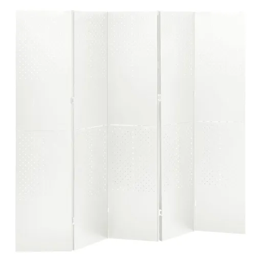 Biombo Divisor de 5 Paneles Acero Blanco 200x180 cm