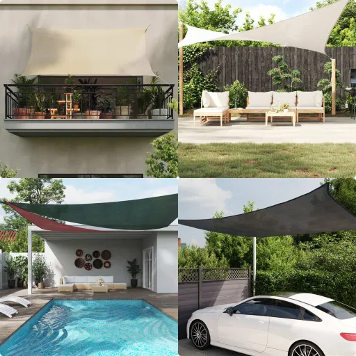 Toldo de Vela Rectangular HDPE 4x6 m Beige