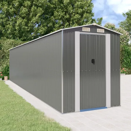 Cobertizo de Jardín Acero Galvanizado Gris Claro 192x855x223 cm