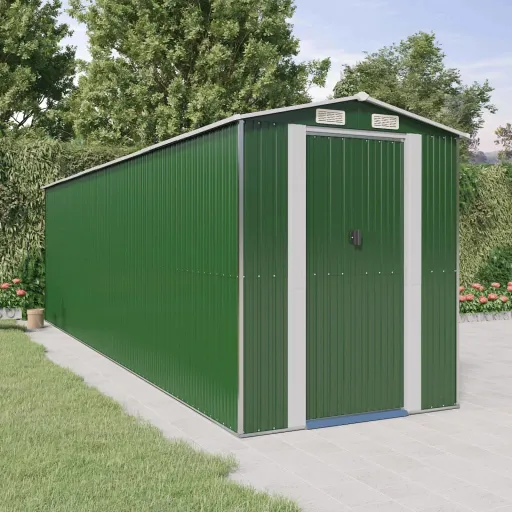 Cobertizo de Jardín Acero Galvanizado Verde 192x689x223 cm