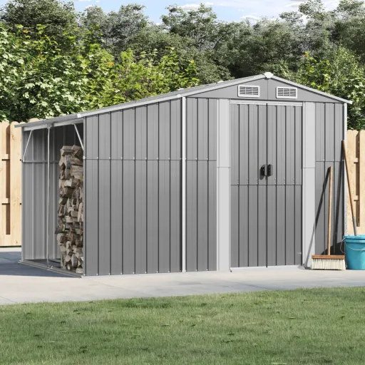 Cobertizo de Jardín Acero Galvanizado Gris 277x192,5x179 cm