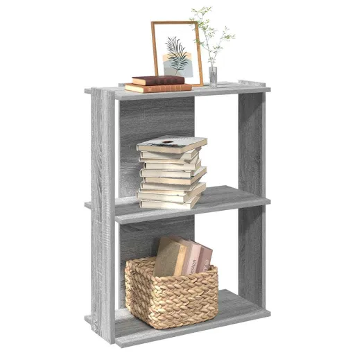 Librería 3 Estantes Madera Ingeniería Gris Sonoma 60x30x80 cm