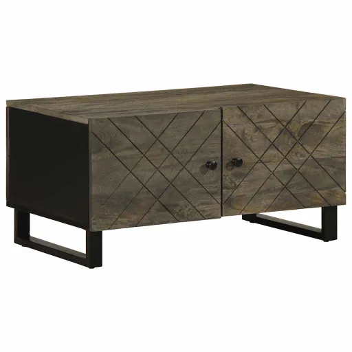 Mesa de Centro Madera Maciza de Mango Negra 80x50x40 cm