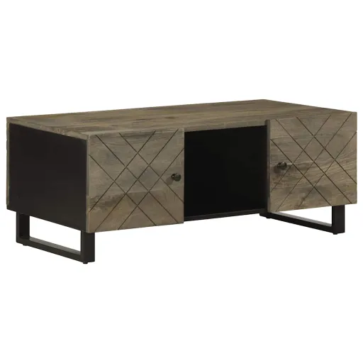 Mesa de Centro Madera Maciza de Mango Negra 100x54x40 cm