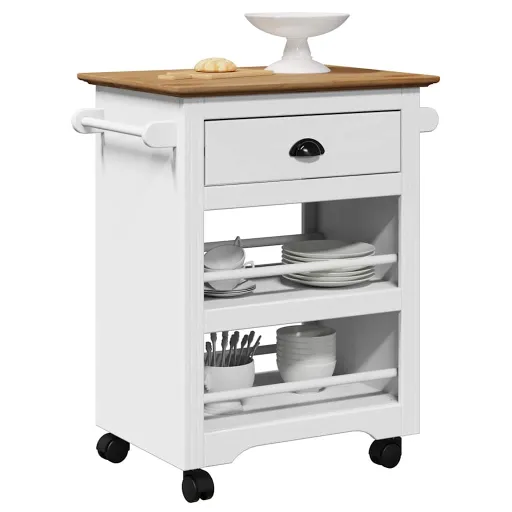 Carrito de Cocina BODO Blanco y Marrón 67,5x45x80 cm