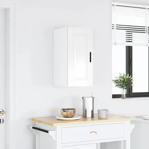 Armario Pared Cocina Porto Madera Ingeniería Blanca Alto Brillo