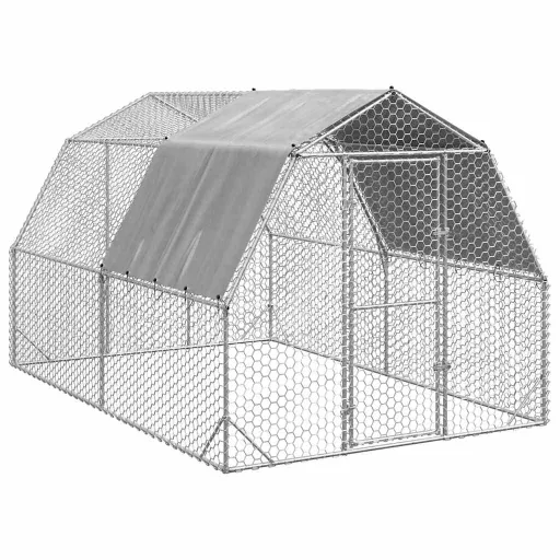 Gallinero Con Techo 2,5x4x2,25 m Acero Galvanizado