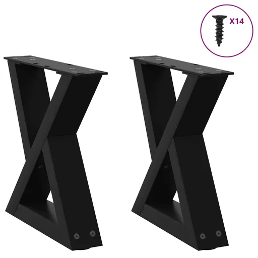 Patas Para Mesa de Centro (2 Unidades), Color Negro, 30 x (30-31,3) cm, Acero