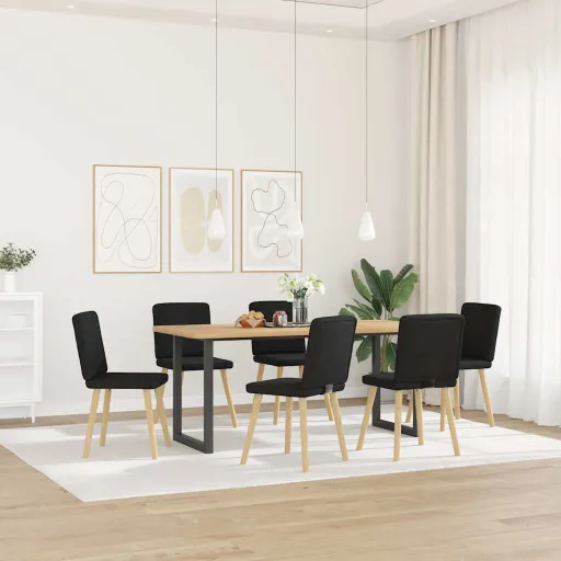 Sillas de Comedor Giratorias 6 Unidades Tela Negras