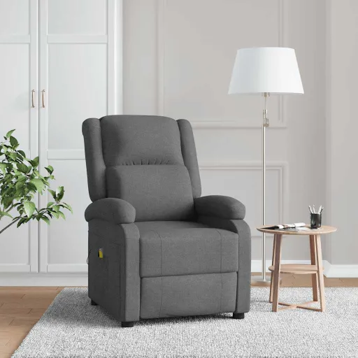 Sillón de Masaje de Tela Gris Oscuro