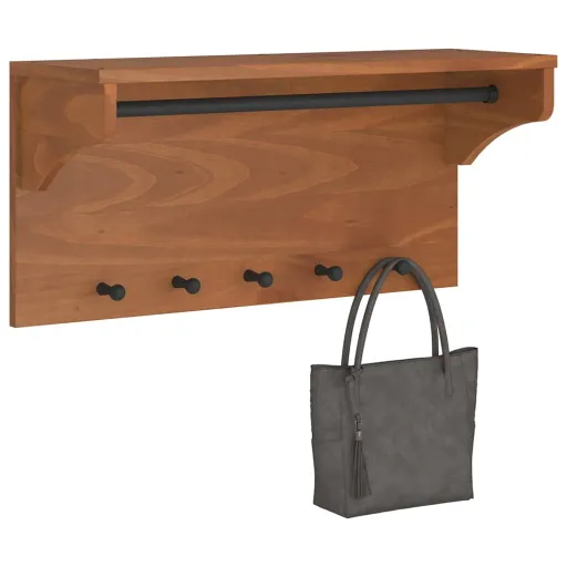 Perchero de Pared SANDNES Madera Maciza de Pino 87x30x42 cm