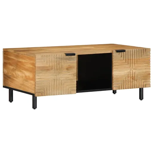 Mesa de Centro Madera Maciza de Mango Negra 100x54x40 cm Marrón