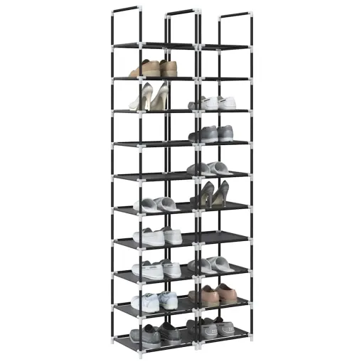 Zapateros 2 Uds 10 Niveles Negro 33x33x174 cm Tejido no Tejido