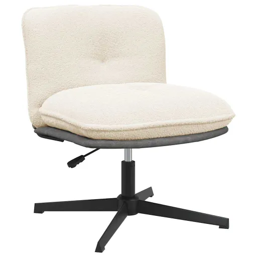 Silla de Oficina Giratoria Tejido Imitación Lana Rizada Crema