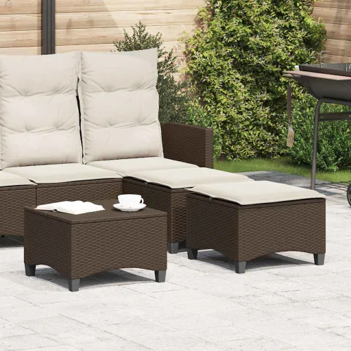 Taburetes de Jardín Con Cojines 2 Uds Marrón 55x55x36 cm